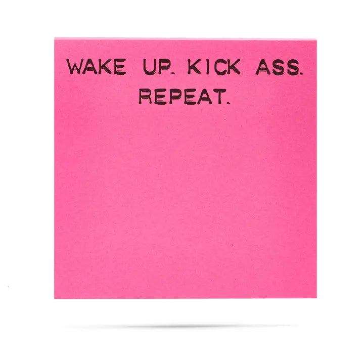 Fun Neon Sticky Notes 100 Sht - Wake Up.  Kick Ass.  Repeat.