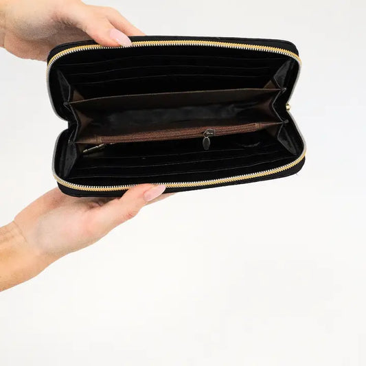 Gold Quilted Wallet with Card Slots