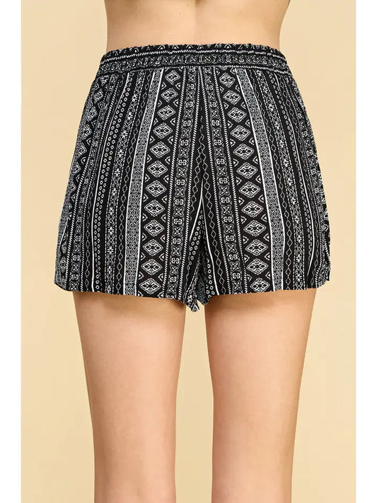 Wht/Blk Print Summer Shorts