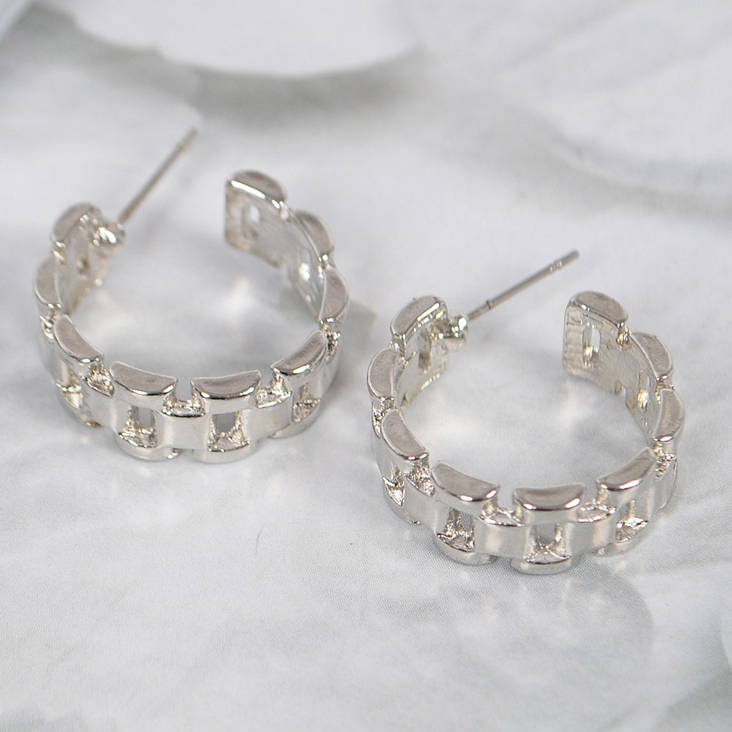 Chain Link Hoop Earrings - Gold & Silver