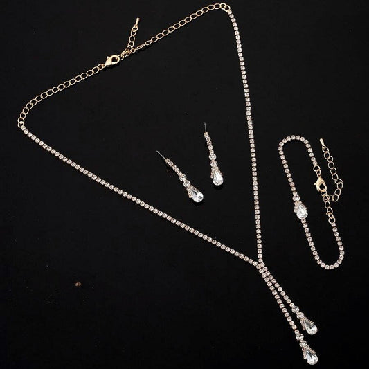 V Shape Torch 3pc Necklace Bracelet Earrings Set