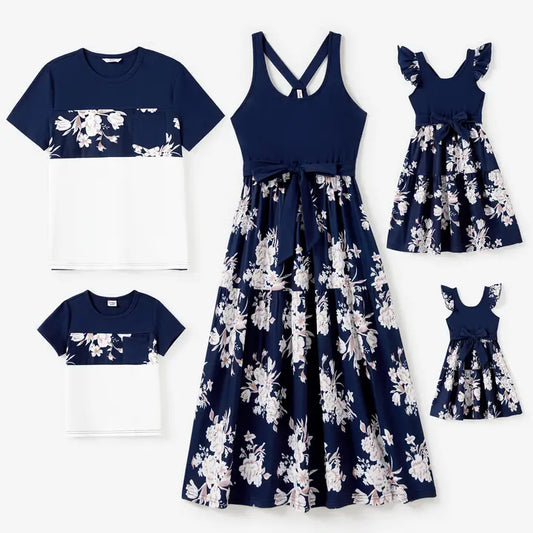 Family Matching Women's Navy Floral Dress