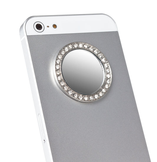Oval Tech Mirror - Silver/Clear Crystals