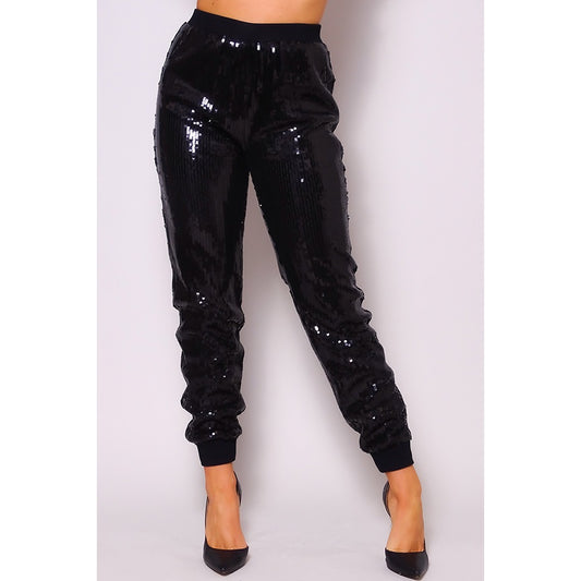 Sequin Jogger Blk