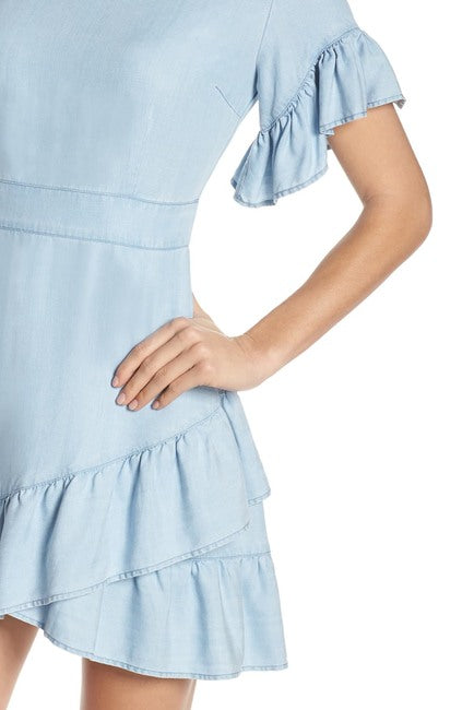 Chambray Ruffle Dress