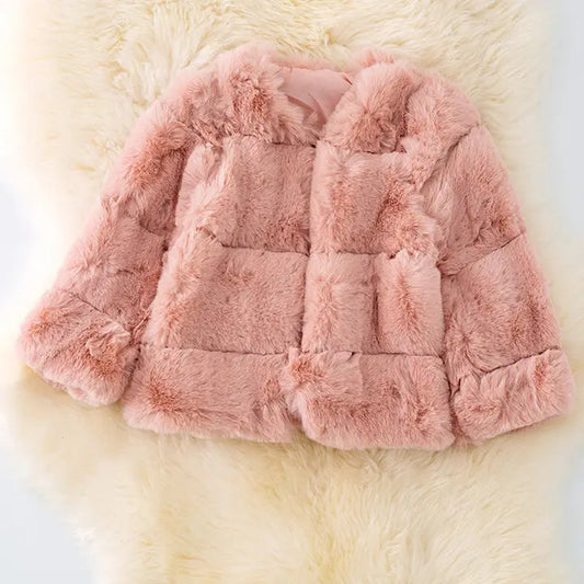 Girls' Blush Faux Fur Cozy Jacket