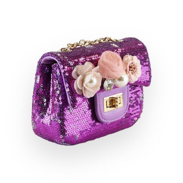Girls' Floral Sequin Bag