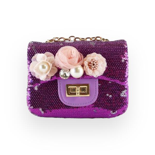 Girls' Floral Sequin Bag
