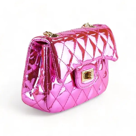 Girls' Metallic Quilted Crossbody Purse