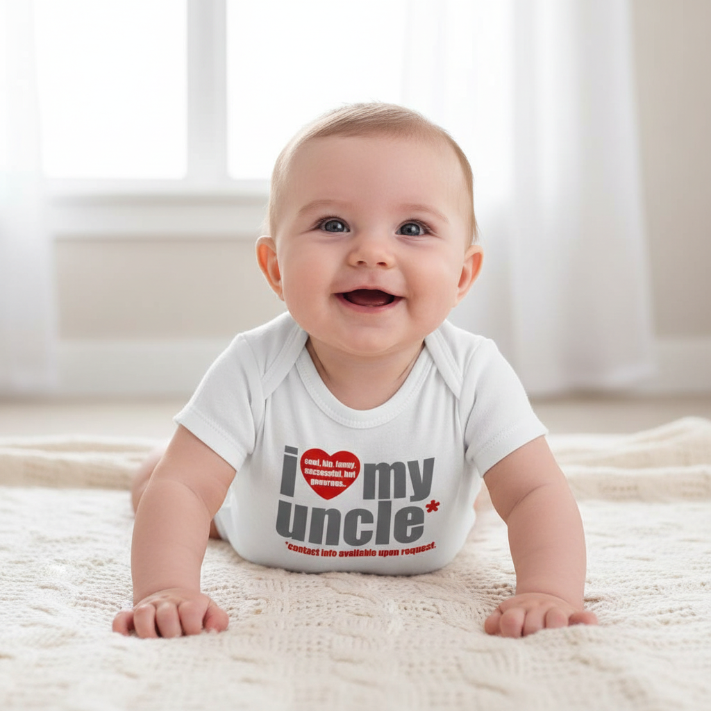 Baby in onesie on blanket