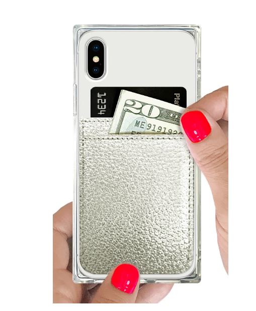 Phone Pocket Faux Leather SILVER
