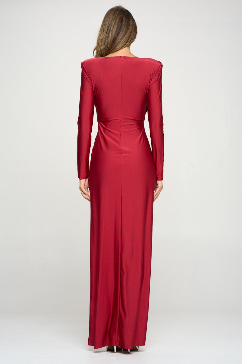 LS Strong Shoulder Drape Gown