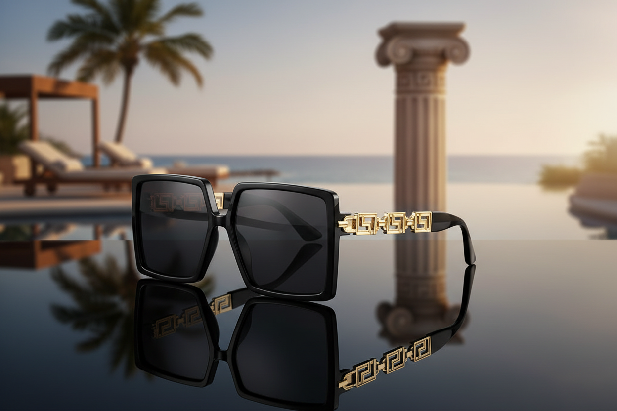 Black Greek Key Sunglasses Hero Banner