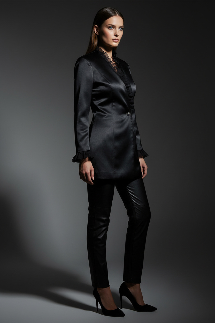 Black Satin Blazer - Moody Editorial