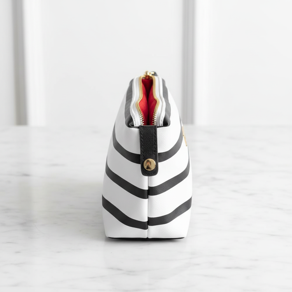 Black & White Striped Mini Cosmetic Pouch Lifestyle