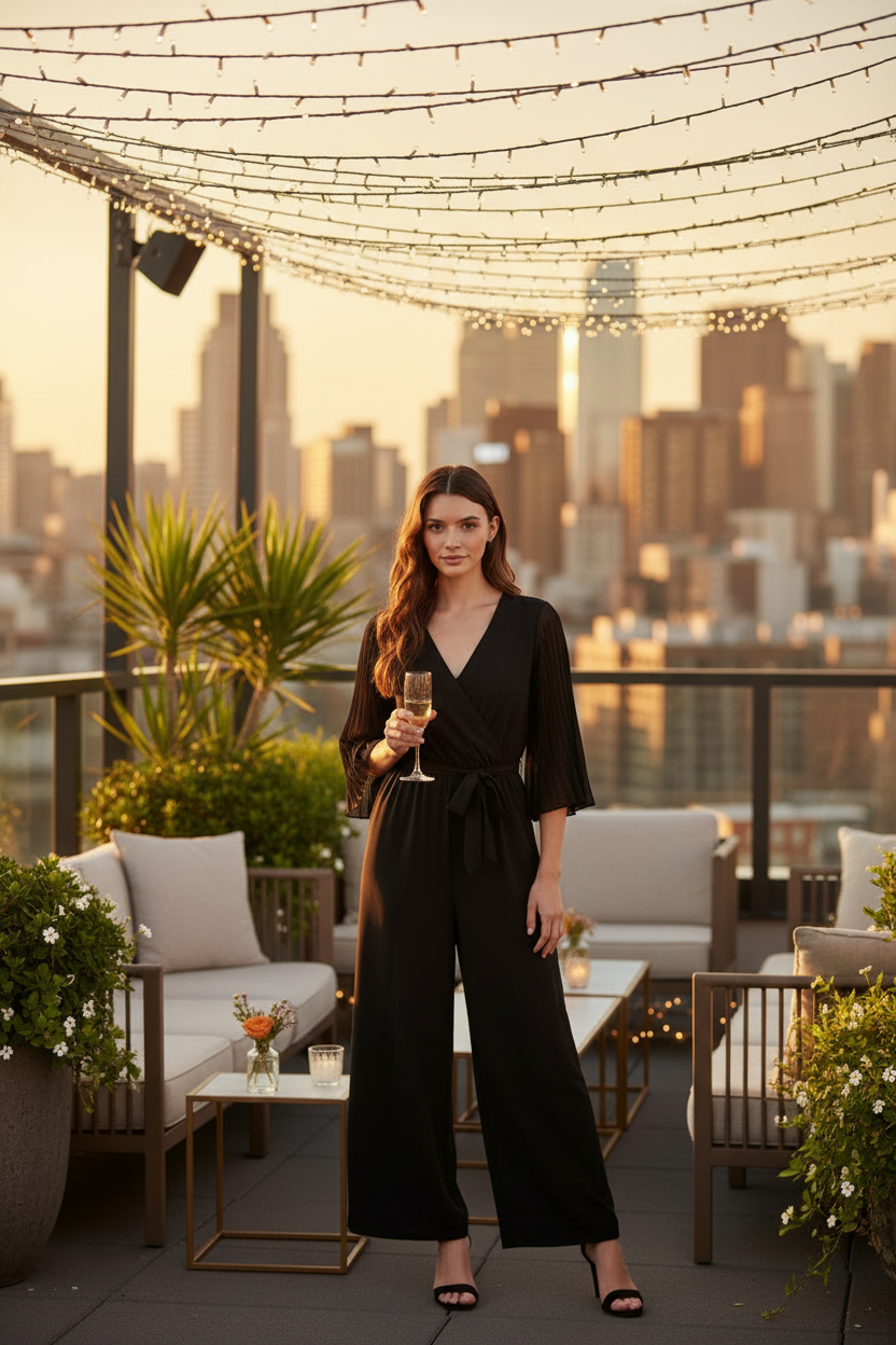 Black Wide-Leg Jumpsuit – Rooftop Chic Scene