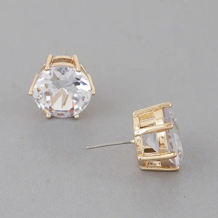 CZ Embedded Rhinestone Stud Earrings