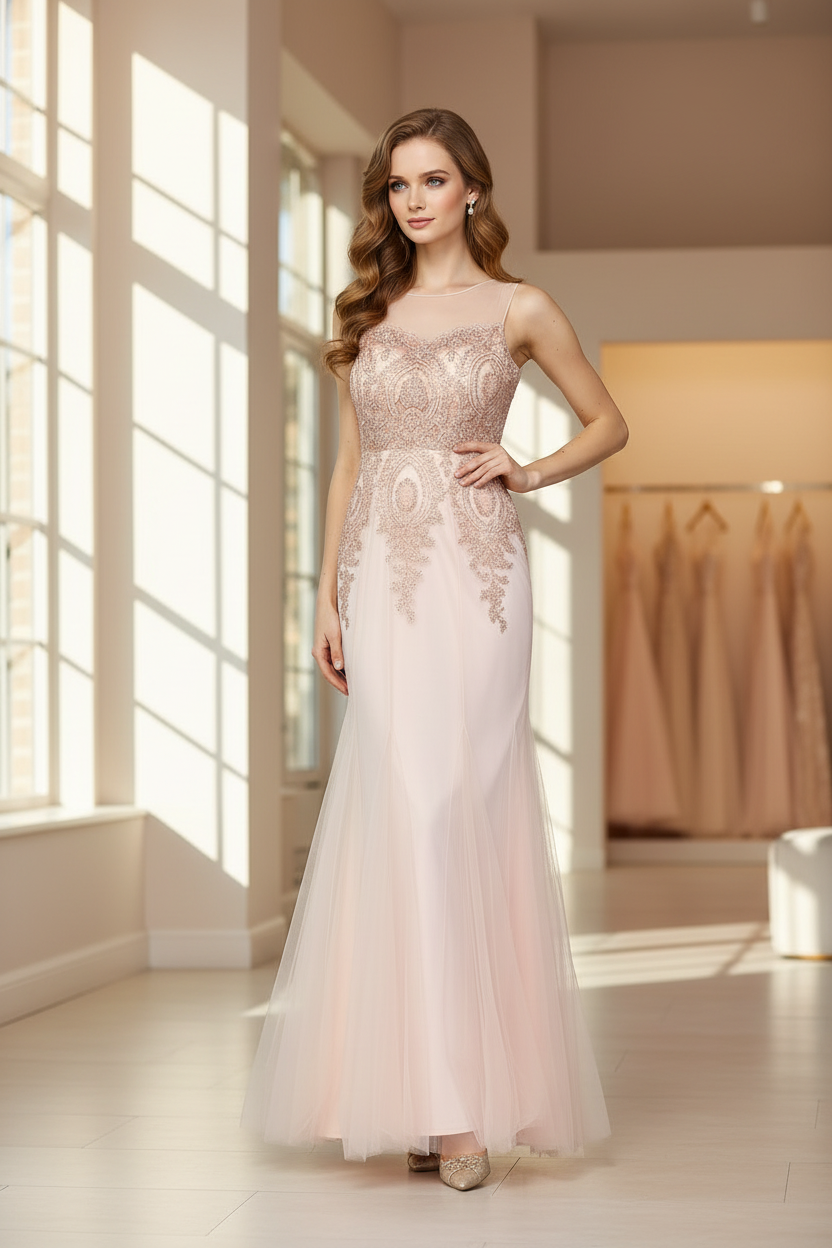 Blush Gold Mermaid Gown Natural Hero