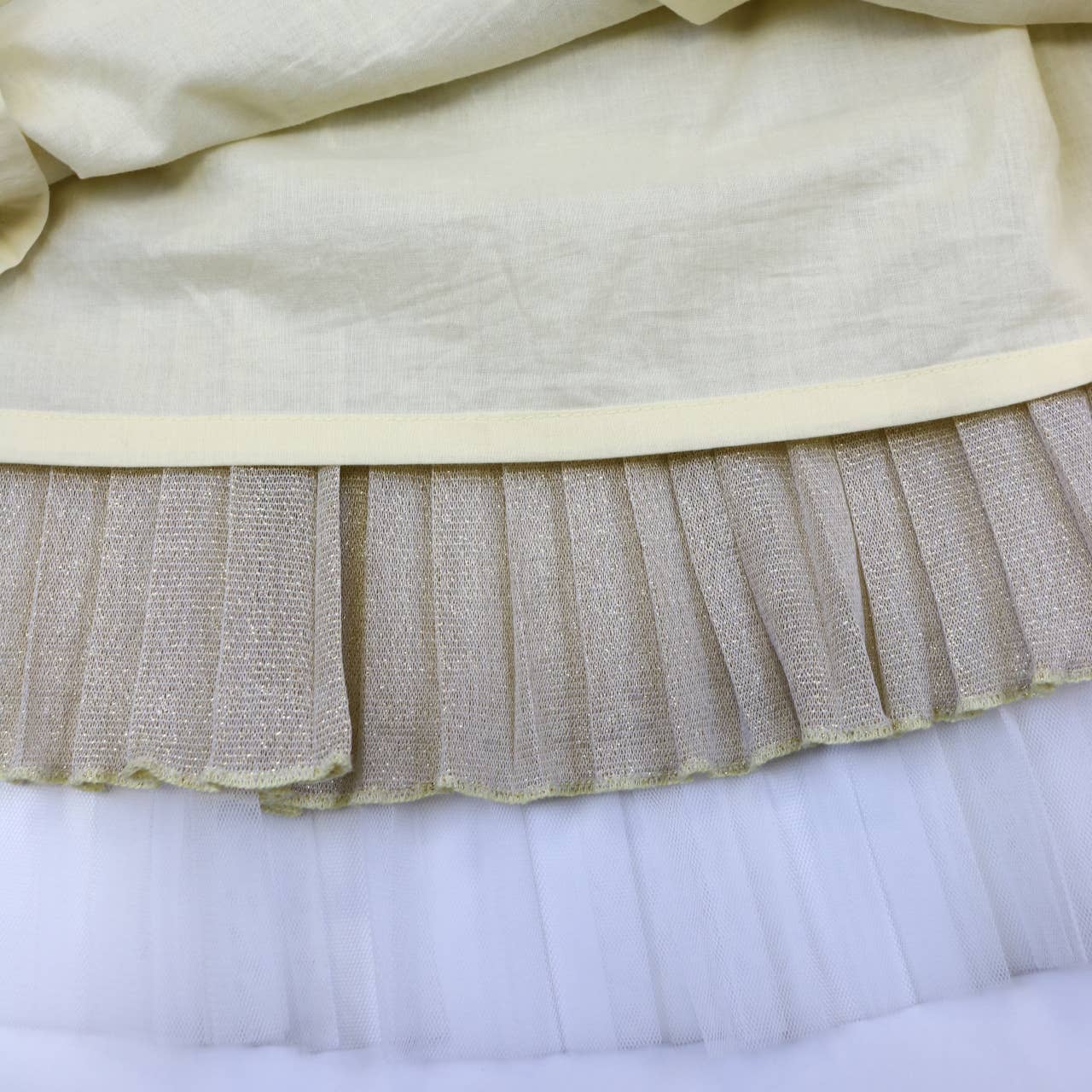 Girls' Glitter Lurex Pleated Tulle Skirt - Blush Pink & Gold