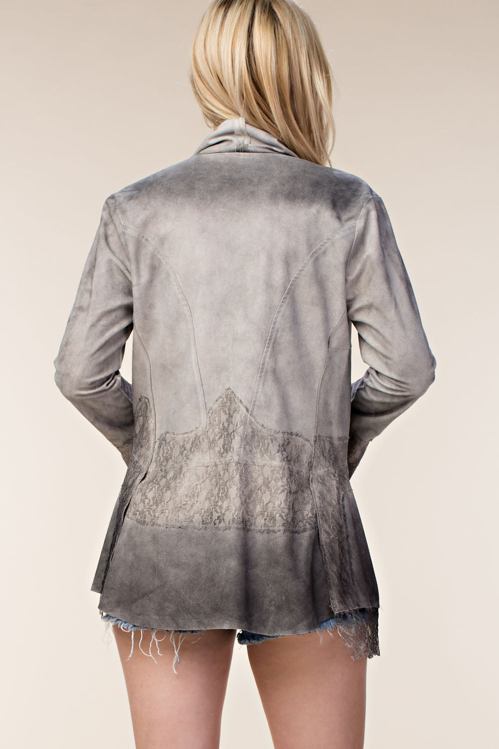 Natural Faux Suede Lace Jacket