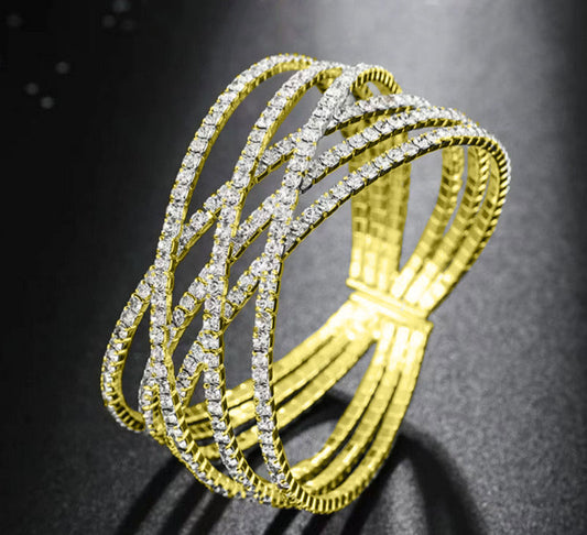 Criss Cross Rhinestone Cuff Bracelet