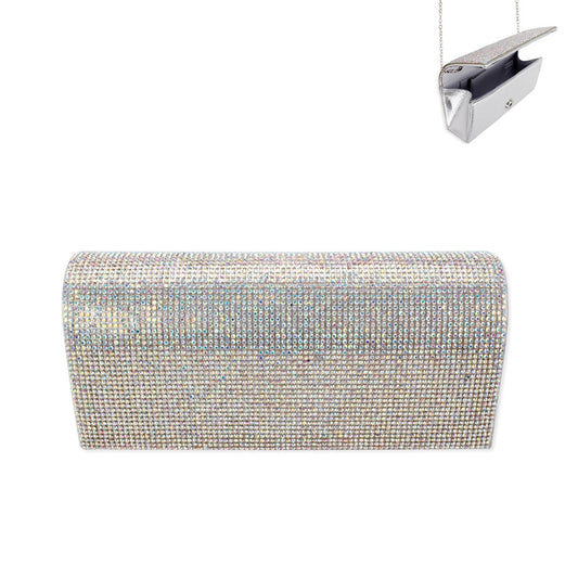 Crystal Rhinestone Evening Clutch with Chain Strap