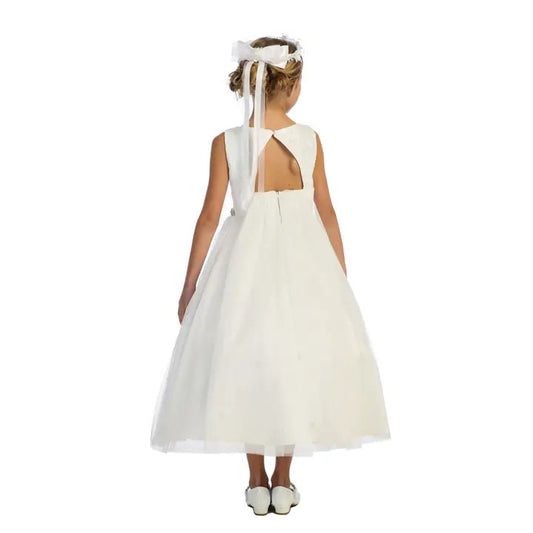 Girls' Lace Top Glitter Tulle Gown w/Back Cut-Out