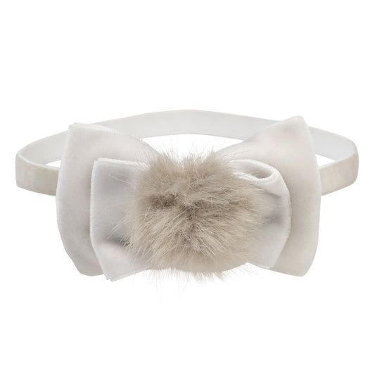 Infant Velvet Bow Headbands – Set of 2 (Light Pink & Light Grey)