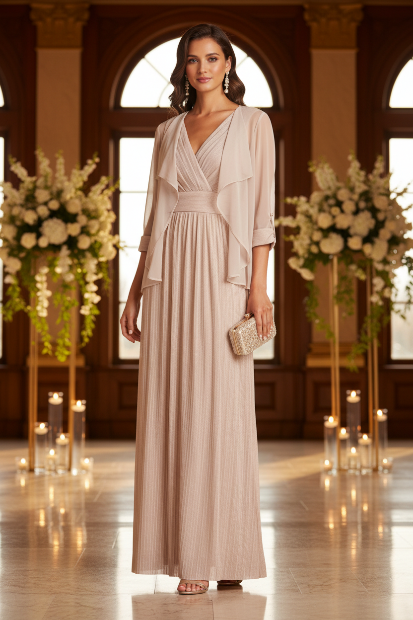 Champagne Two-Piece Gown – Wedding Venue Lifestyle