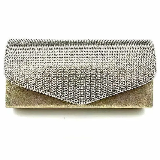 Rhinestone Envelope Clutch Medium Gold