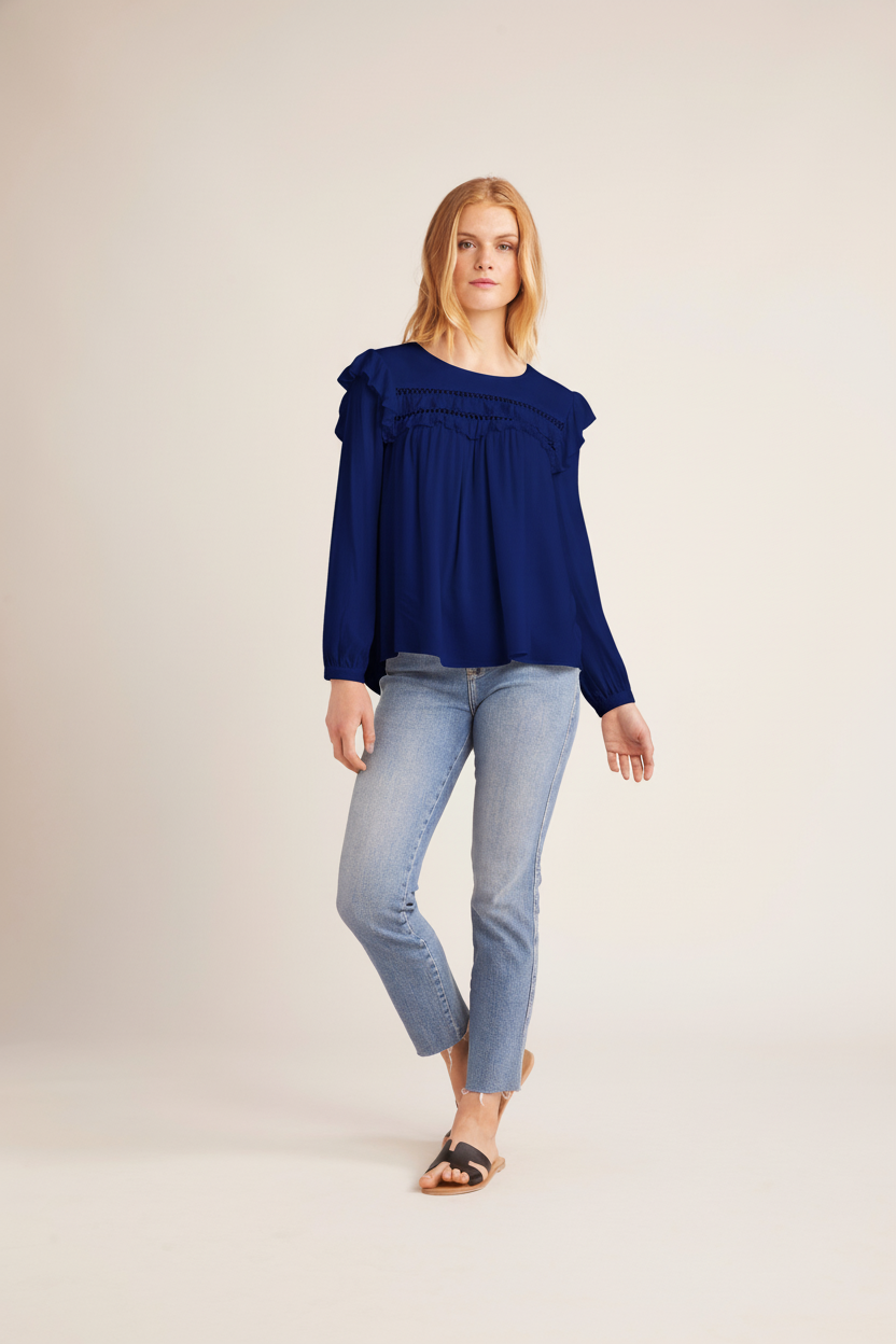 Cobalt Blue Eyelet Blouse