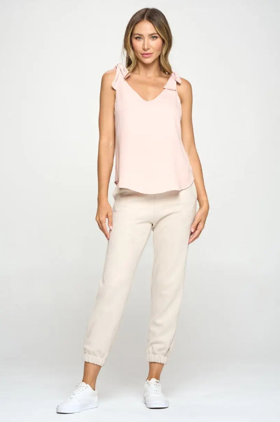 Blush Bow Strap Blouse