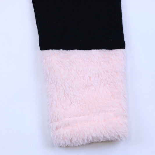 Girls' Pink Fur Cuff Leggings