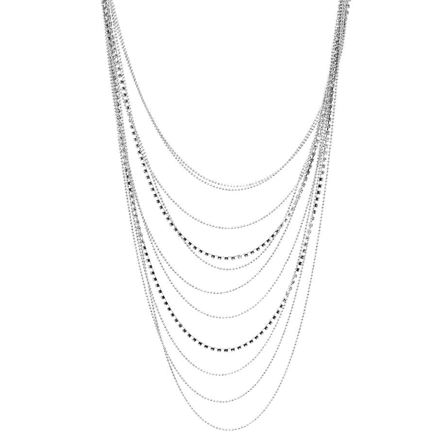 Rhinestone Ball Chain Multi Layered Necklace Set