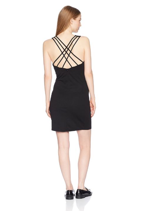 black strappy bodycon mini dress Aces Cami Strap Ruffle Hem Mini Bodycon Dress Black