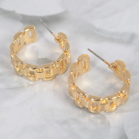 Chain Link Hoop Earrings - Gold & Silver