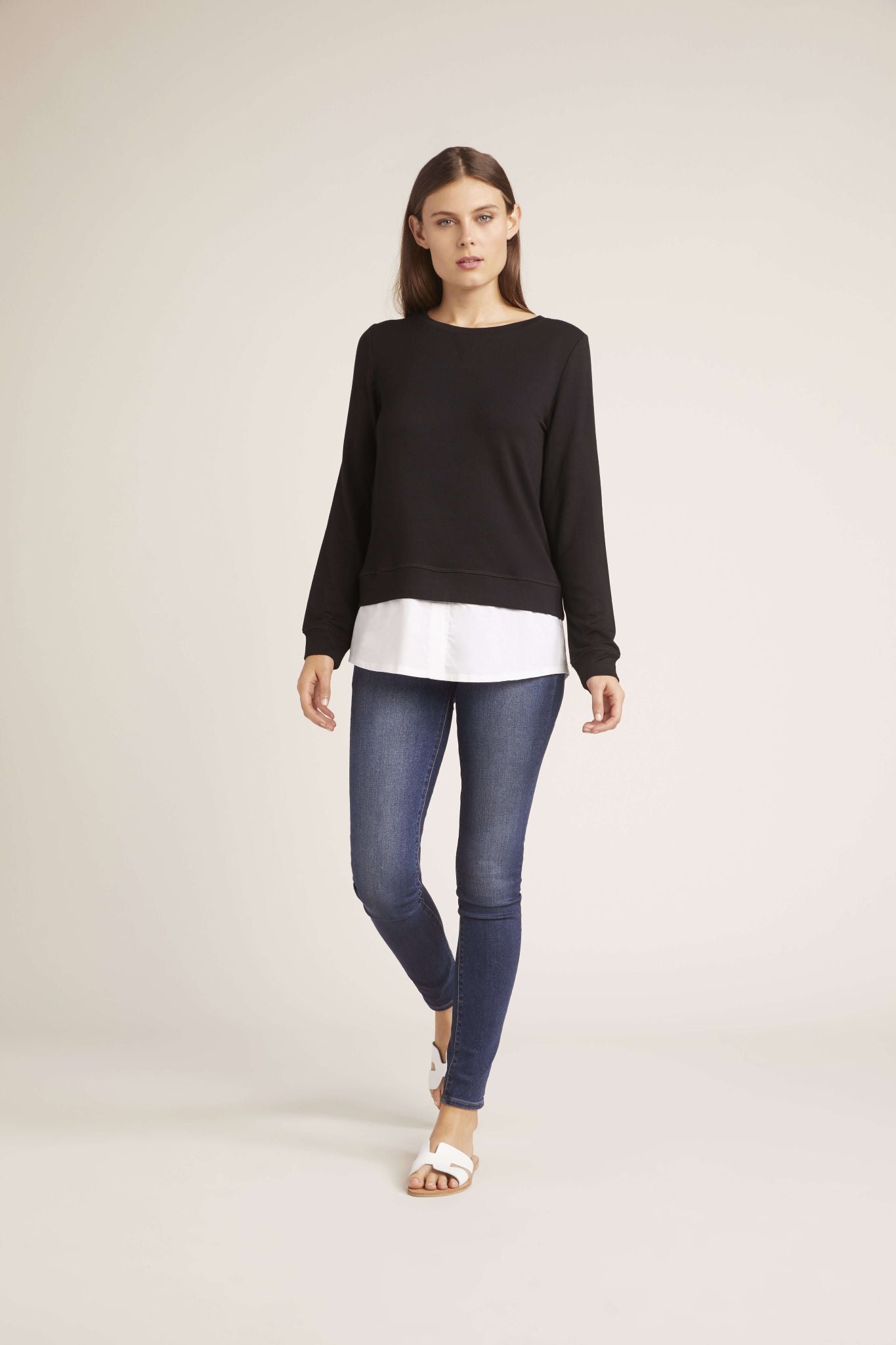 Layered Look Black Pullover Top