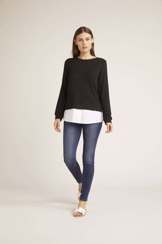 Layered Look Black Pullover Top