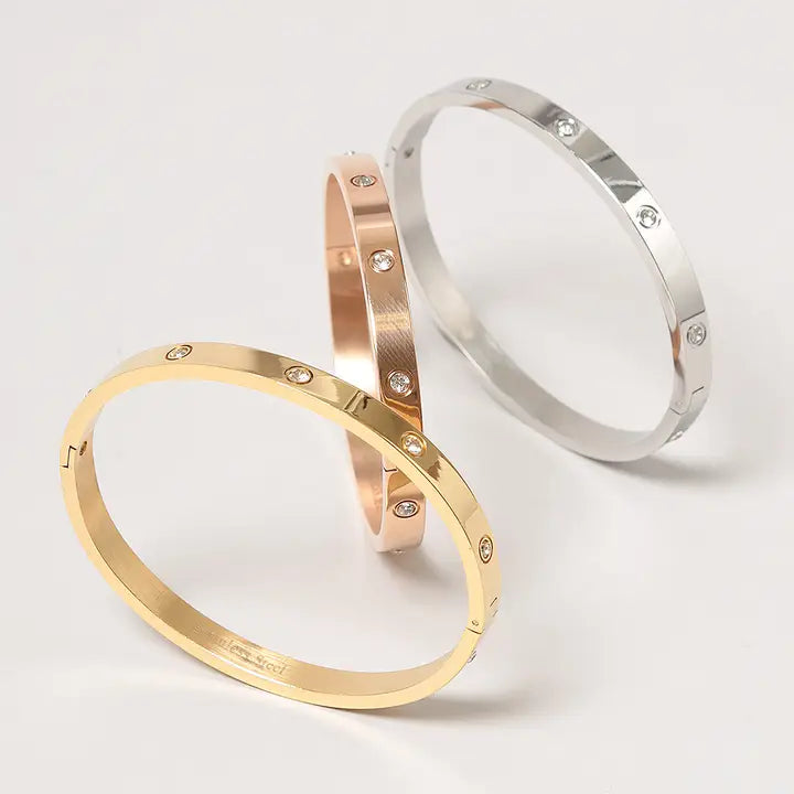 Stainless Steel Jeweled Bangle
