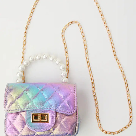Girls' Quilted Shiny Ombre Purse