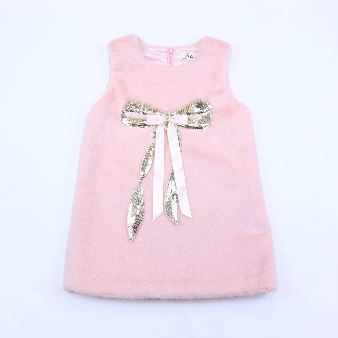 Pink Fur Sequin Bow Dress