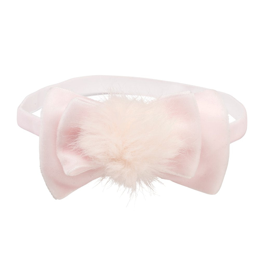 Infant Velvet Bow Headbands – Set of 2 (Light Pink & Light Grey)