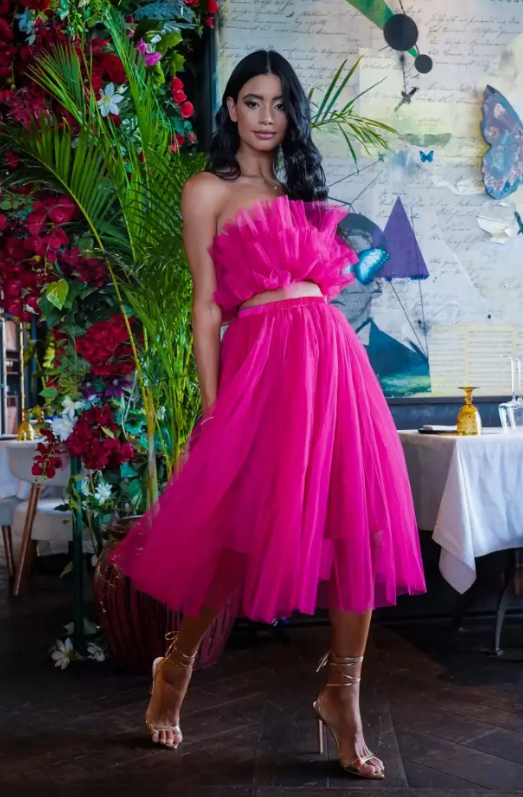 Tulle Crop/Midi Skirt Set