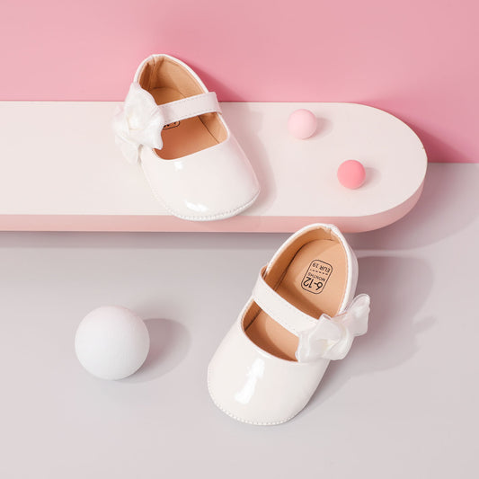 Infant/Toddler Faux Patent Leather Dress Shoes - White