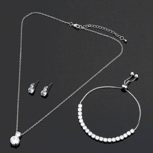 Bridal 3pc Necklace Bracelet Earrings Set