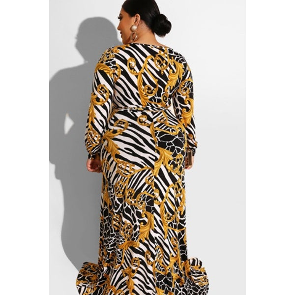 Chain Black & Gold Print Maxi - PLUS