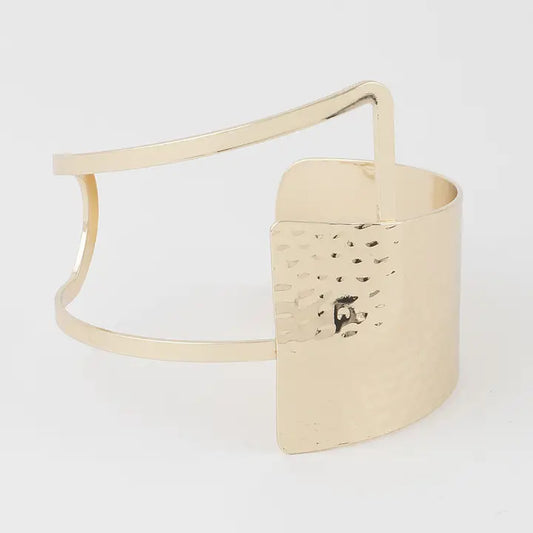 Gold Hammered Negative Space Cuff Bracelet
