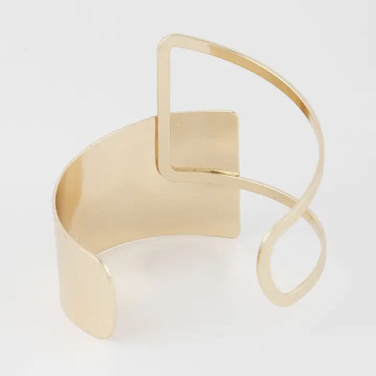 Gold Hammered Negative Space Cuff Bracelet