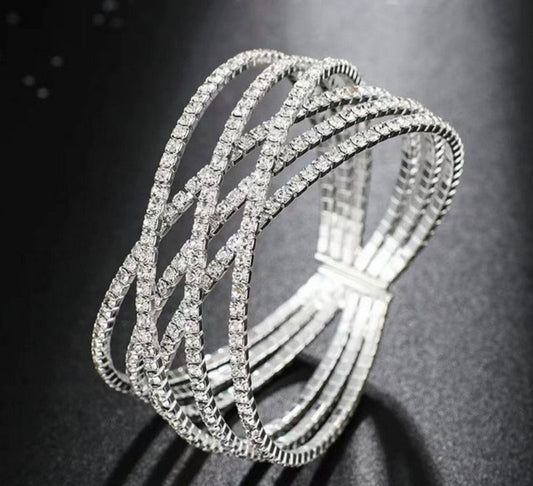 Criss Cross Rhinestone Cuff Bracelet