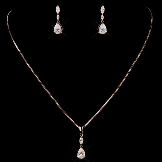 Diamond Inspired Cubic Zirconia Box Chain Necklace Set